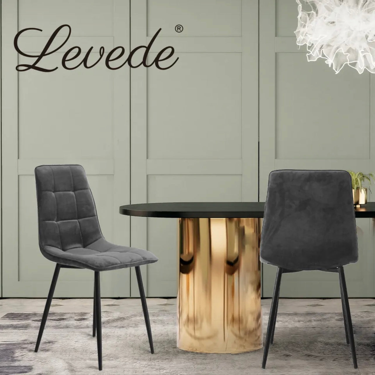 Levede 4x Dining Chairs Kitchen Table Chair Lounge Room Retro Padded Seat Velvet