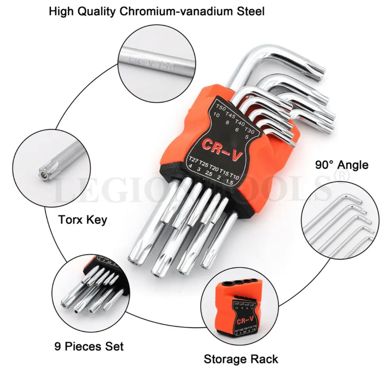 9pc Tamper Proof Torx Torks Star Wrench Hex Key Set Wrench H/D Brand New