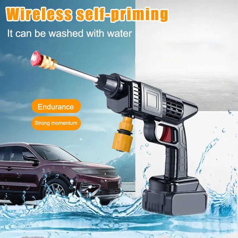 2500W Cordless Electric High Pressure Water Spray Gun Car Washer Cleaner Battery