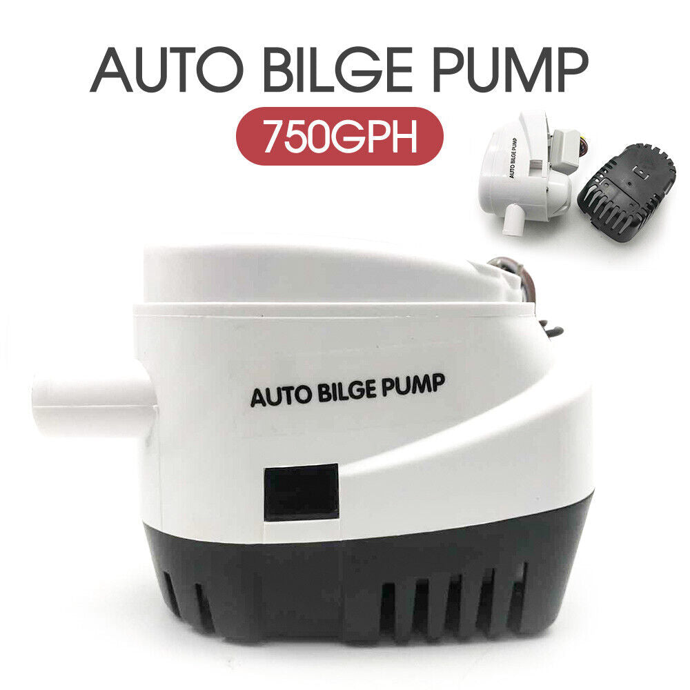 12V Boat Automatic Submersible Bilge Water Pump 750GPH Auto With Float Switch