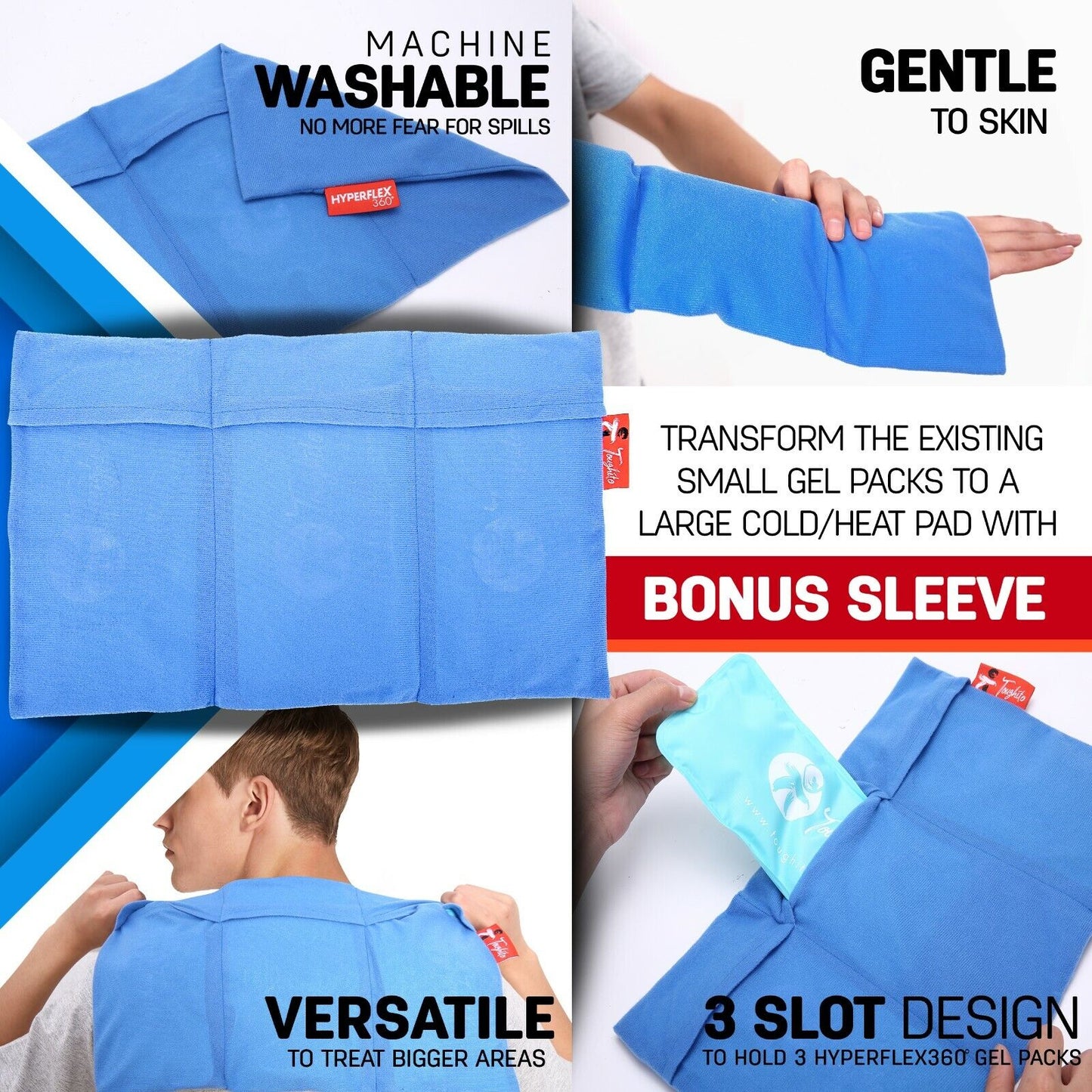 Toughito Hot & Cold Knee Ice Pack Wrap-4 in 1 Knee Pain Relief Wrap for Injuries