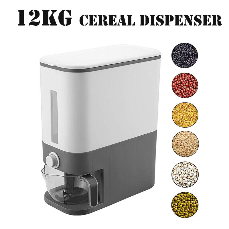 12Kg Auto Grain Case Cereal Dispenser Storage Box Kitchen Food Rice Container