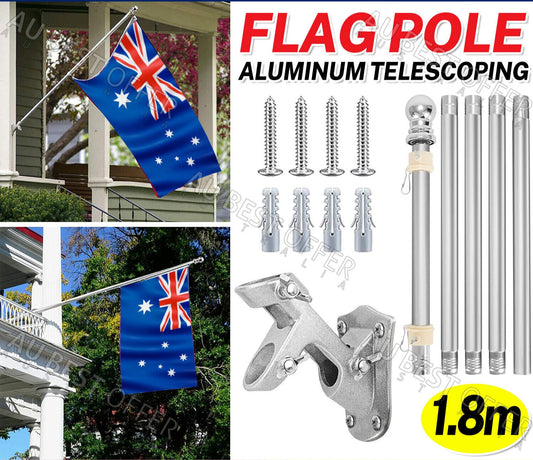 1.55M Aluminum Telescoping Australian Flag Pole Flagpole Kit Holder Set AU