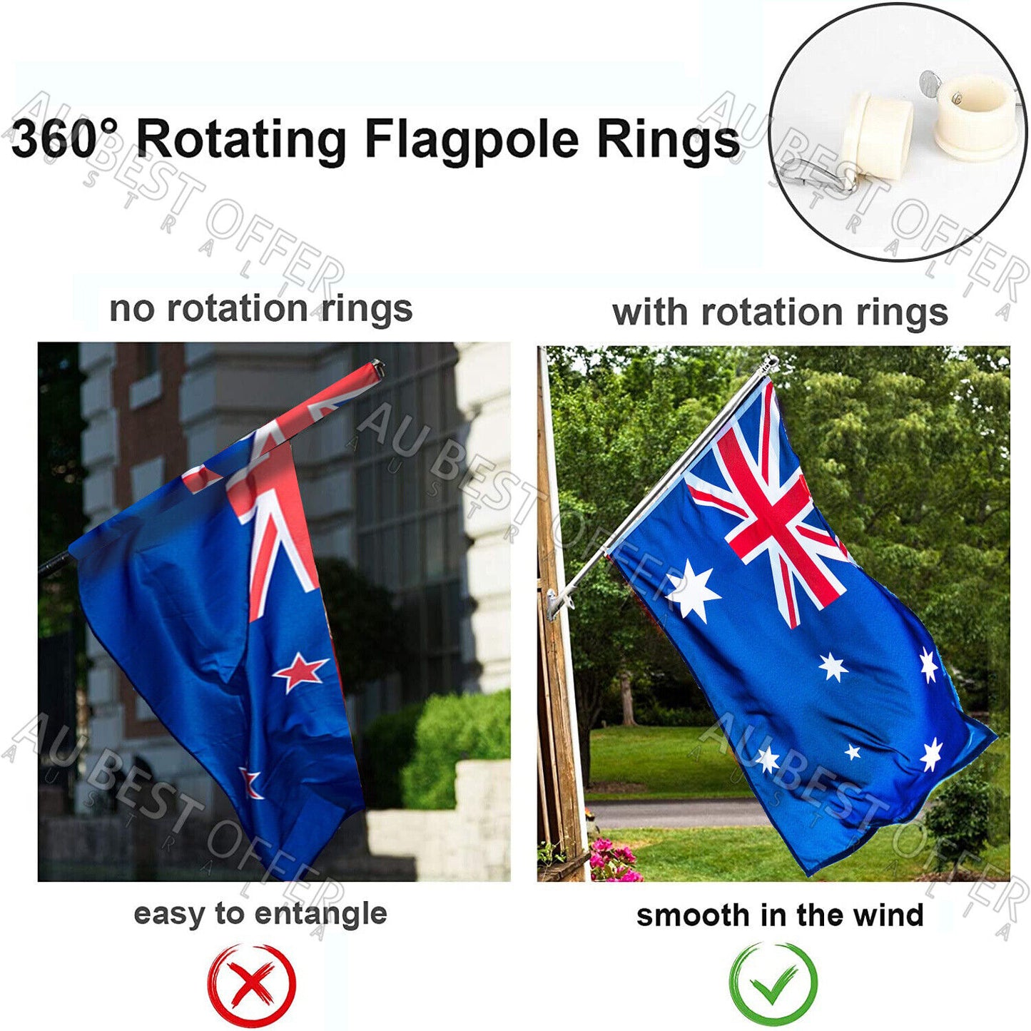 1.55M Aluminum Telescoping Australian Flag Pole Flagpole Kit Holder Set AU