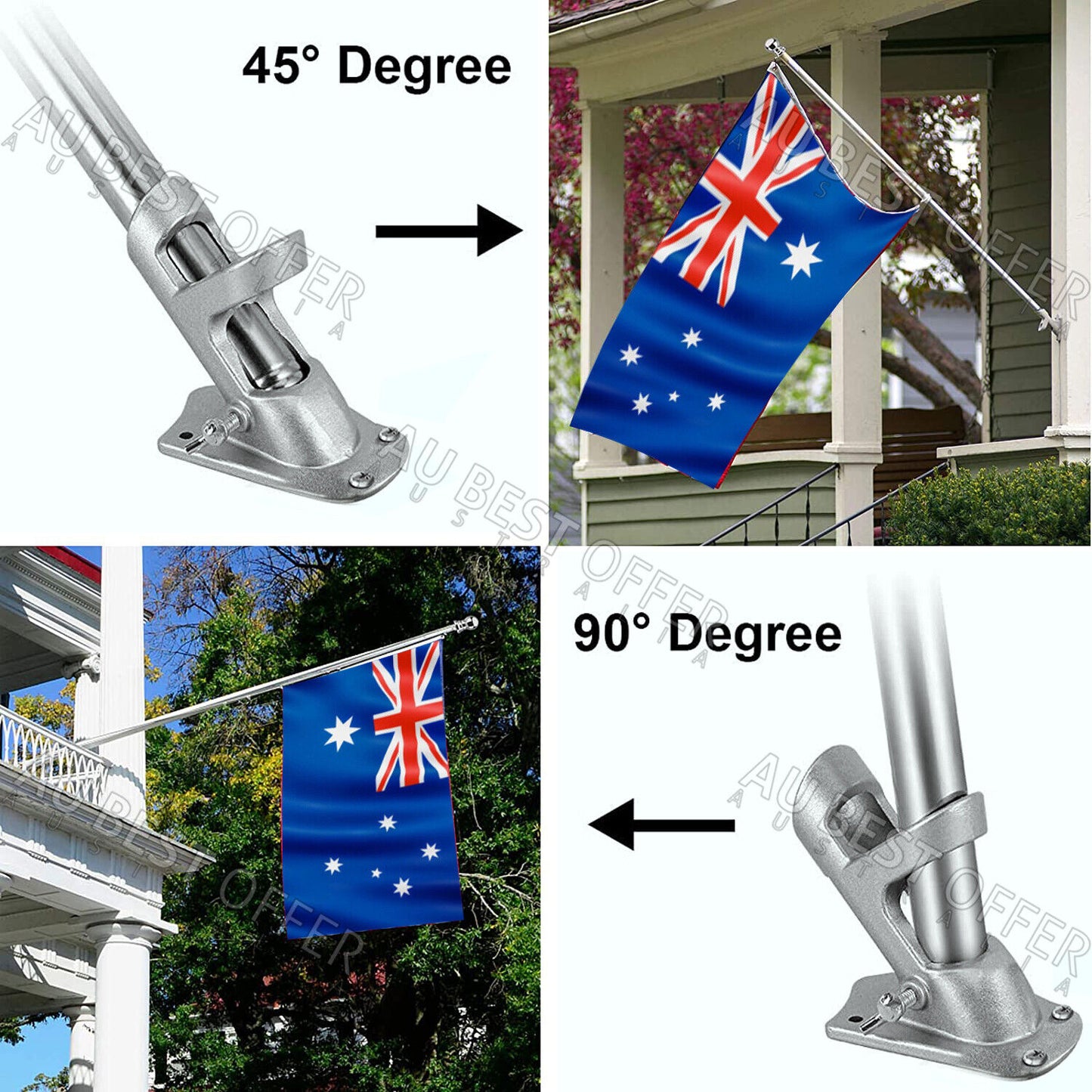 1.55M Aluminum Telescoping Australian Flag Pole Flagpole Kit Holder Set AU