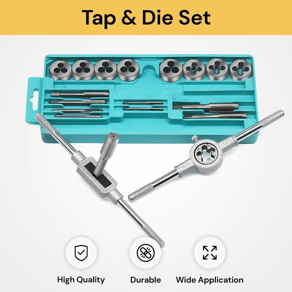 Metric Tap and Die Set Heavy Duty Thread Taper Drill Screw Tap Wrench Universal