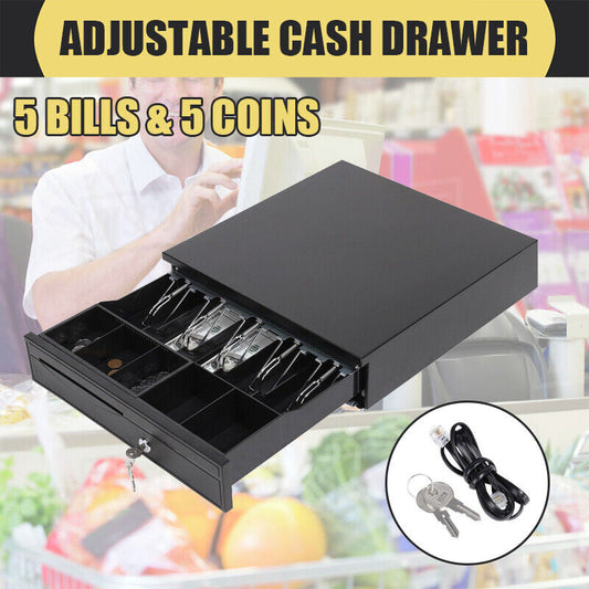 Manual/Electronic Heavy Duty Cash Drawer Cash Register POS 5 Bills 5 Coins Tray