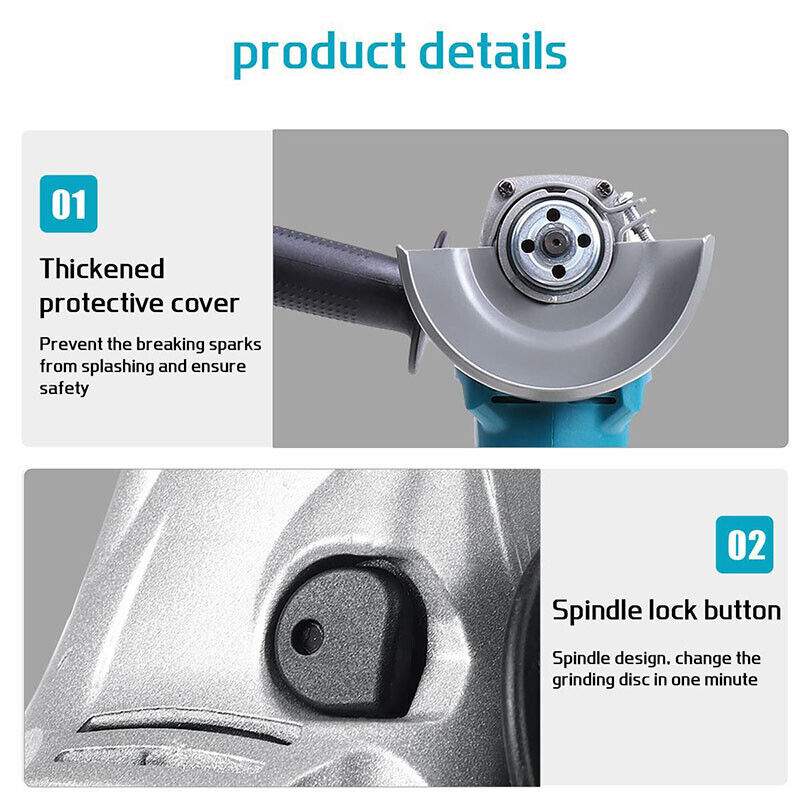 Cordless Brushless 125mm Angle Grinder Body Tool For Makita 18V Battery DGA504Z