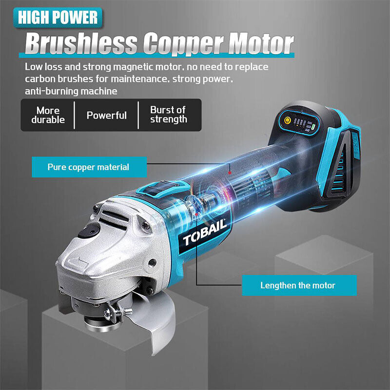 Cordless Brushless 125mm Angle Grinder Body Tool For Makita 18V Battery DGA504Z