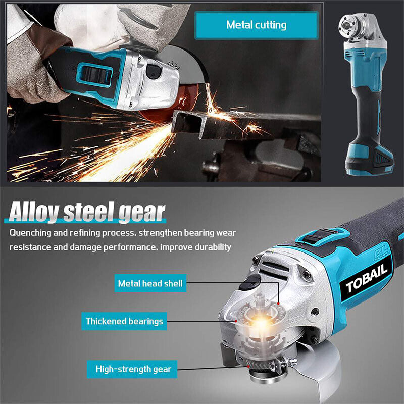 Cordless Brushless 125mm Angle Grinder Body Tool For Makita 18V Battery DGA504Z