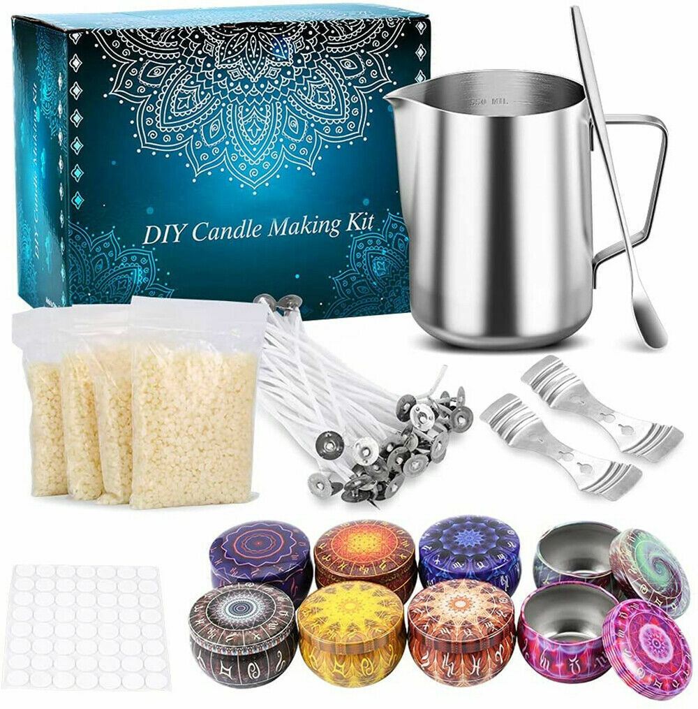 122x Candles Soap Making Kit DIY Craft Tool Pouring Pot Wicks Wax Tin Gift Set