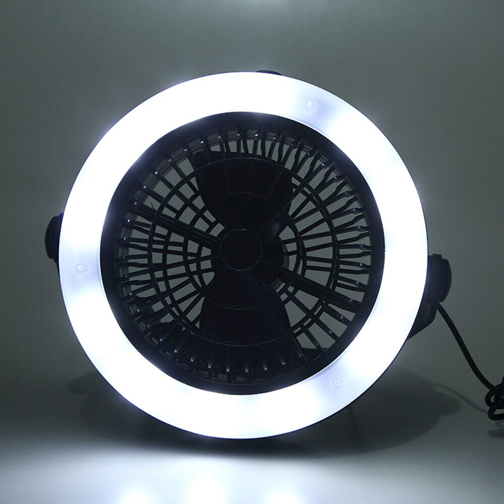 With Hook Portable LED Fan For Outdoor Tent Lamp Camping USB Rechargeable 2 in 1