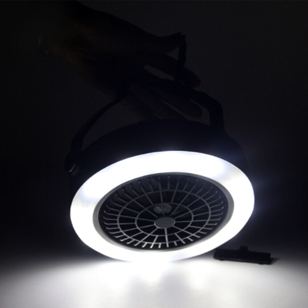 With Hook Portable LED Fan For Outdoor Tent Lamp Camping USB Rechargeable 2 in 1