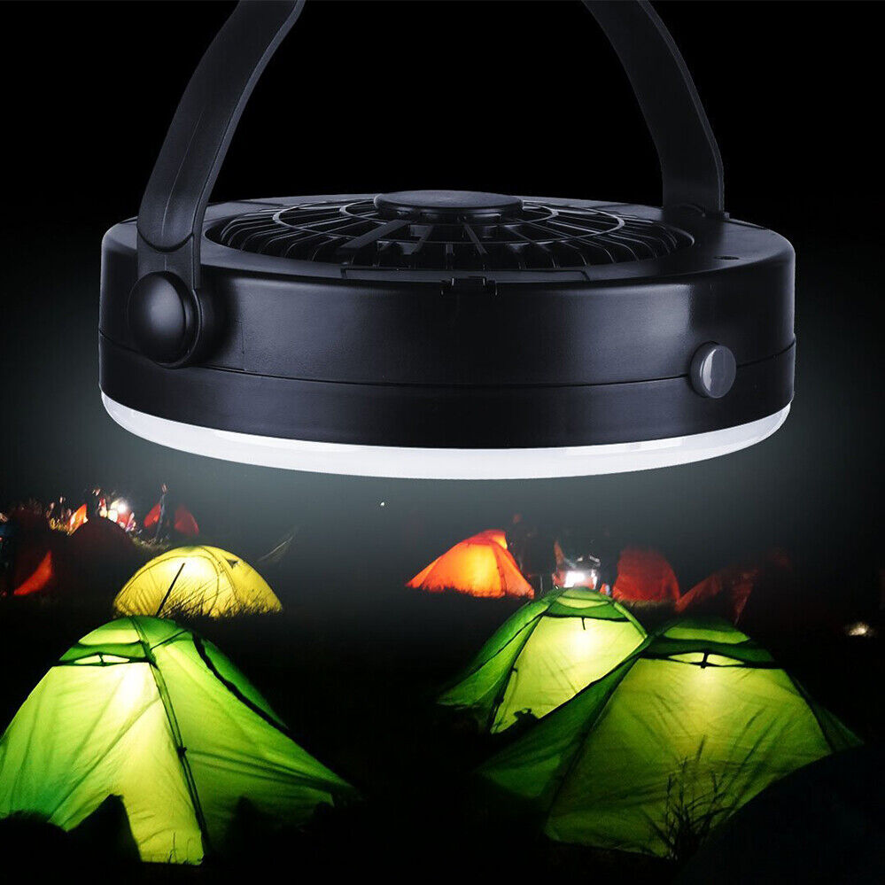 With Hook Portable LED Fan For Outdoor Tent Lamp Camping USB Rechargeable 2 in 1