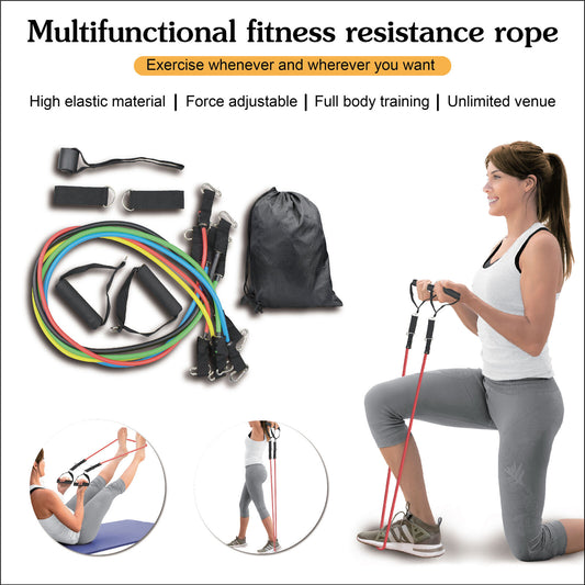 Multifunctional fitness resistance rope/11-piece set Set / 5 Colour Coded