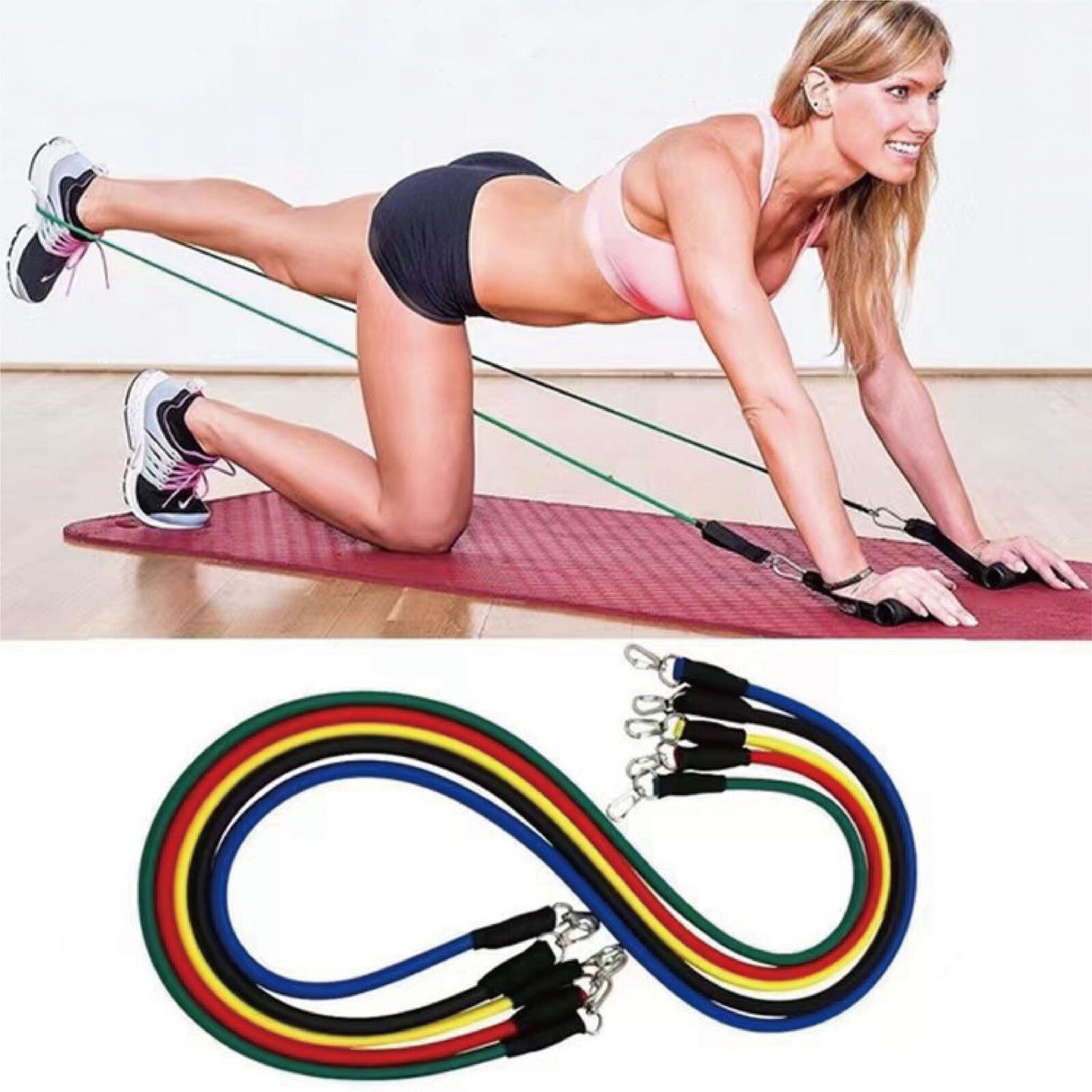 Multifunctional fitness resistance rope/11-piece set Set / 5 Colour Coded