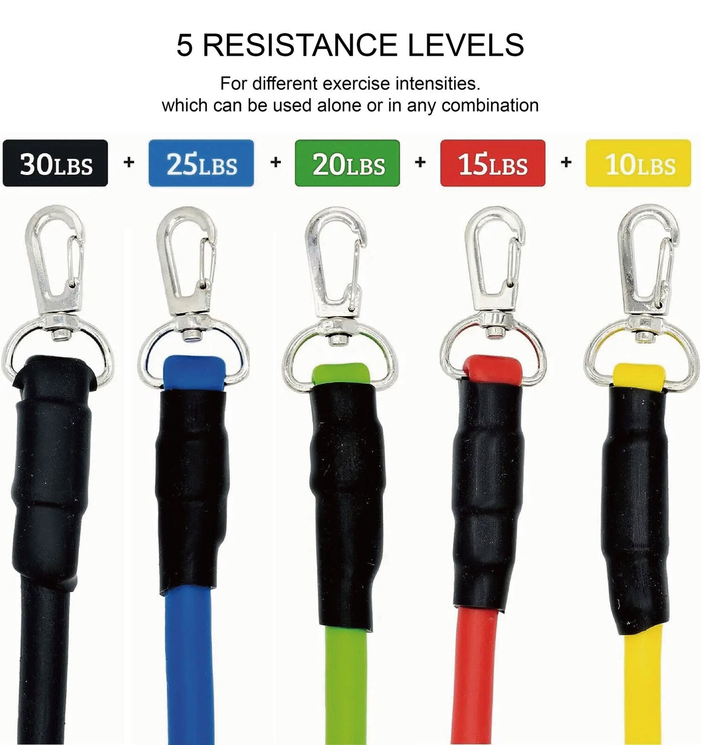 Multifunctional fitness resistance rope/11-piece set Set / 5 Colour Coded