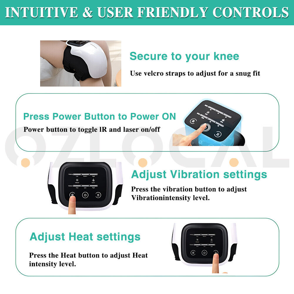 Electric Knee Massager Smart Infrared Heating Therapy Pain Relief Rechargeable