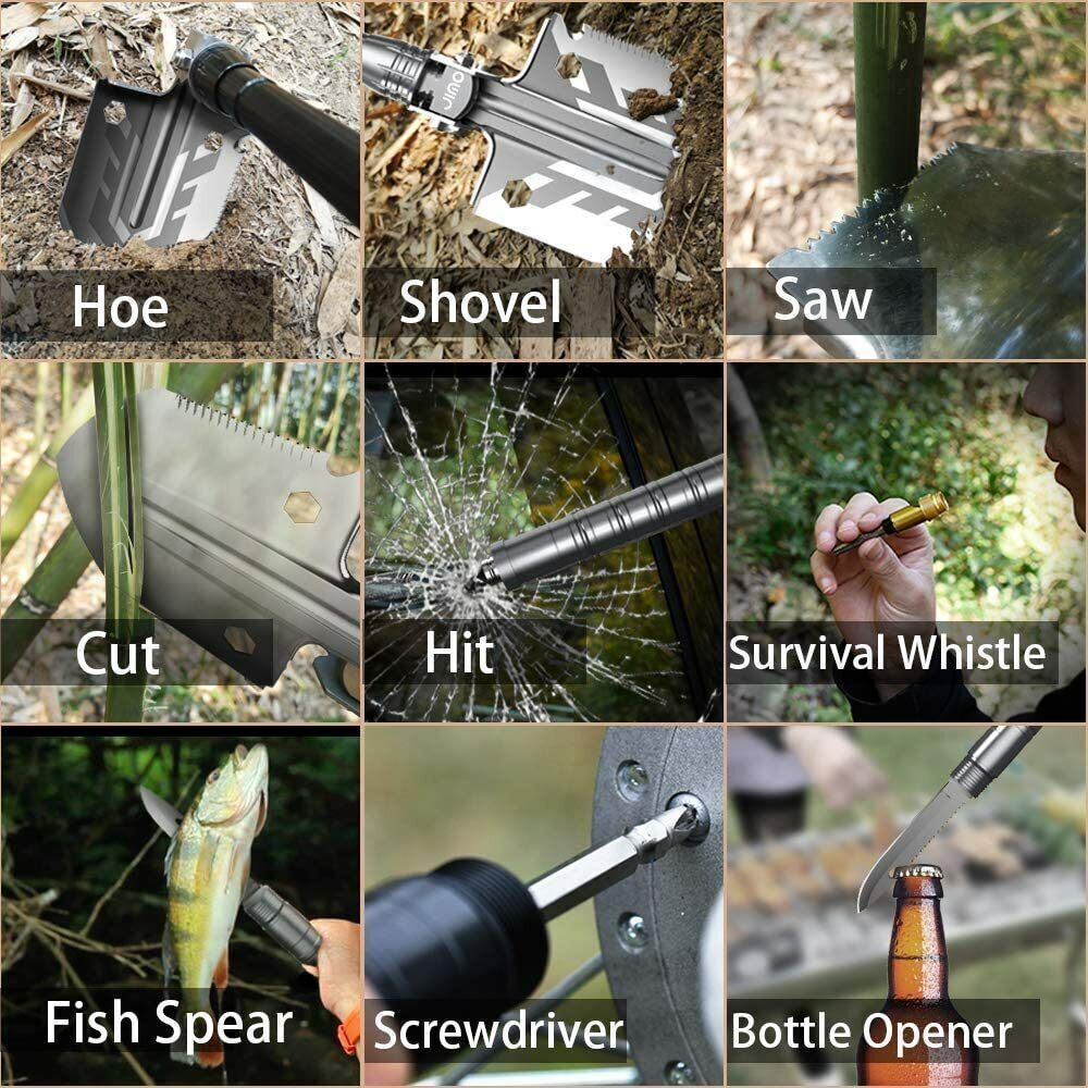 Camping Shovel Folding Outdoor Survival Tools Multifunction Hiking Military AU