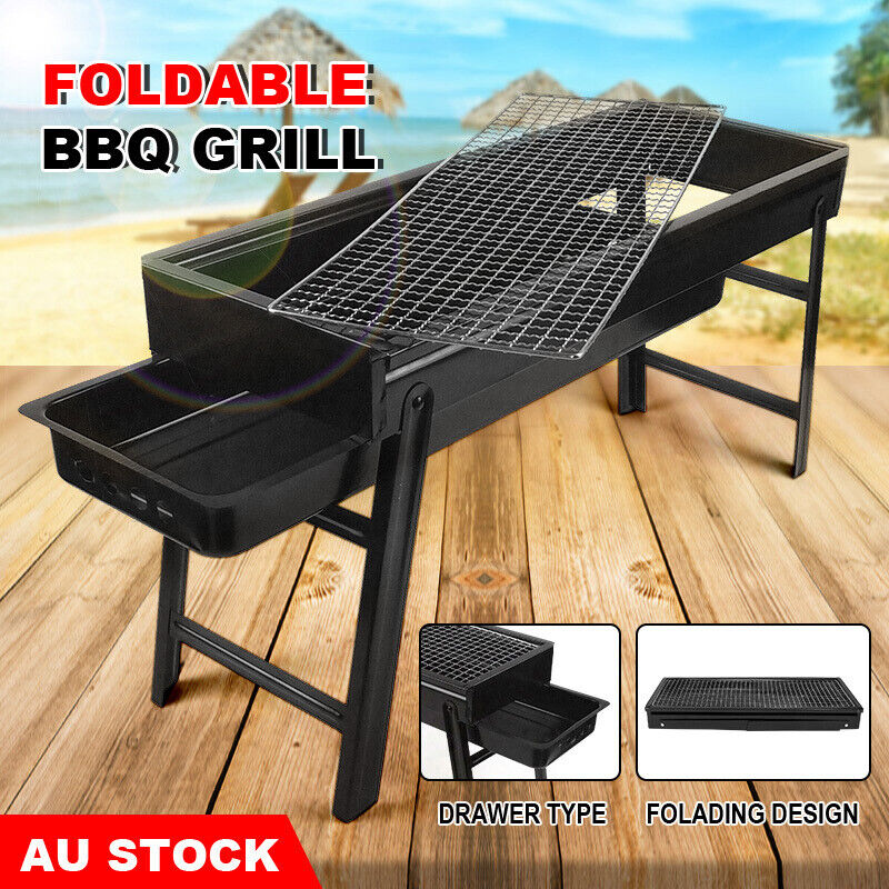 Stainless Steel Foldable Charcoal BBQ Grill Outdoor Camping Roaster Stove Rack