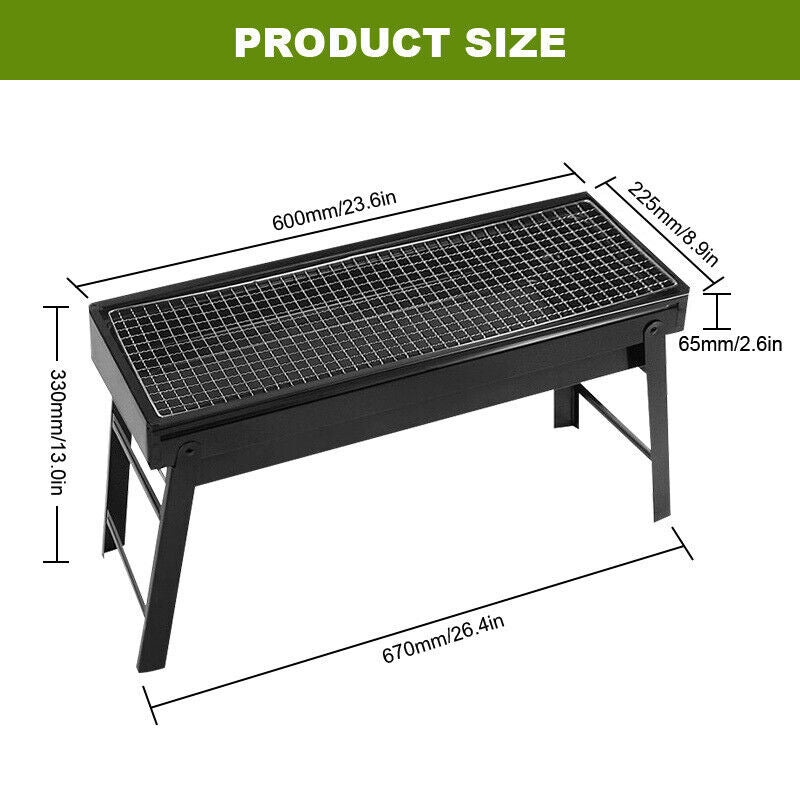 Stainless Steel Foldable Charcoal BBQ Grill Outdoor Camping Roaster Stove Rack