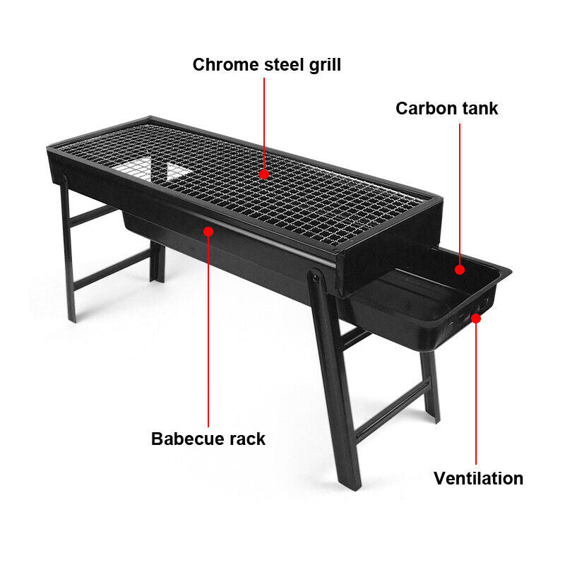 Stainless Steel Foldable Charcoal BBQ Grill Outdoor Camping Roaster Stove Rack