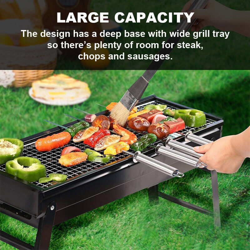 Stainless Steel Foldable Charcoal BBQ Grill Outdoor Camping Roaster Stove Rack