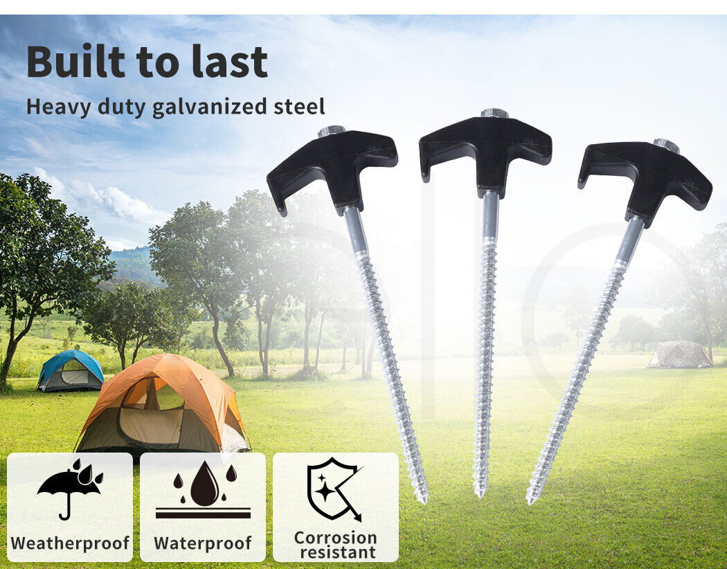 Mountview Tent Pegs Heavy Duty Screw Steel Camping Outdoor In Ground Stakes 20x