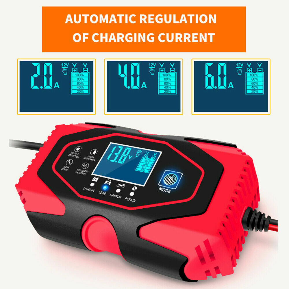 12V 24V Car Battery Charger Lead-acid AGM GEL& Lithium LiFePO4 Battery Repair