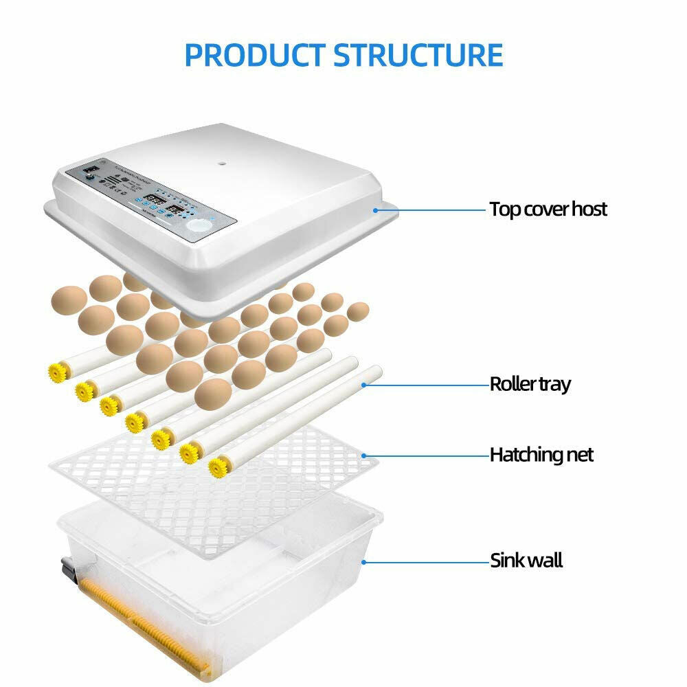 24 Eggs Incubator Fully Automatic Digital Led Turning Chicken Duck Eggs Poultry