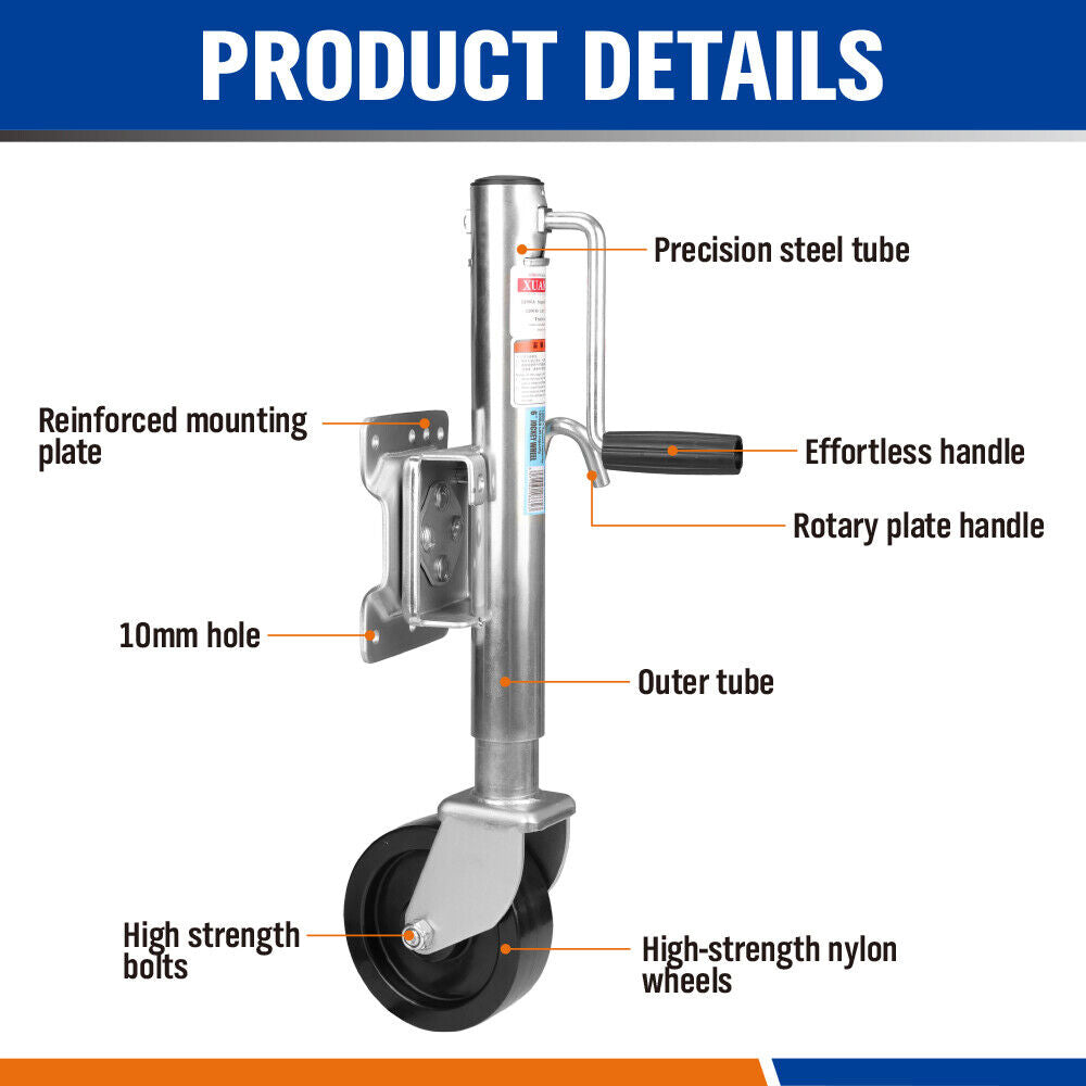 6" Trailer Jockey Wheel Swivel Swing Up 540kg 1200LBS Caravan Boat Heavy Duty