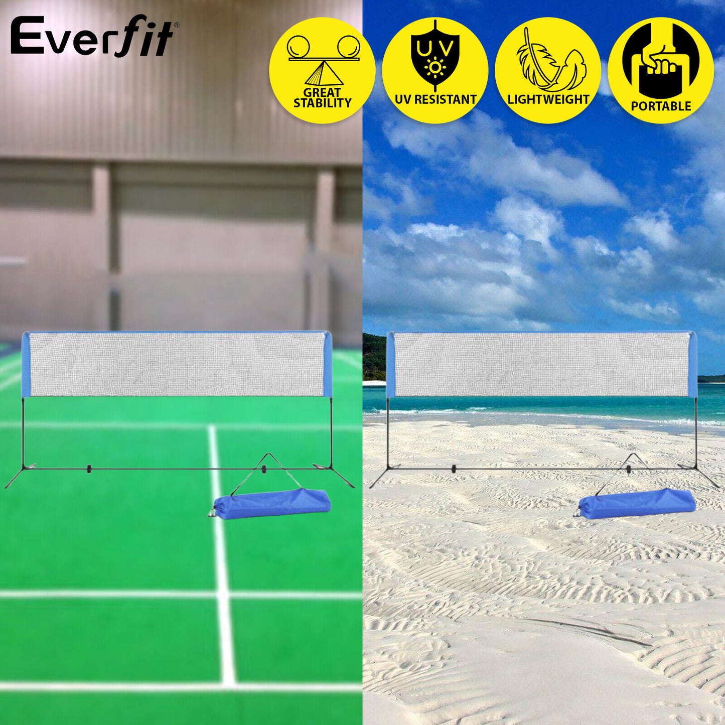 Professional Volleyball Badminton Net Set Heavy Duty Portable with Bag Outdoor