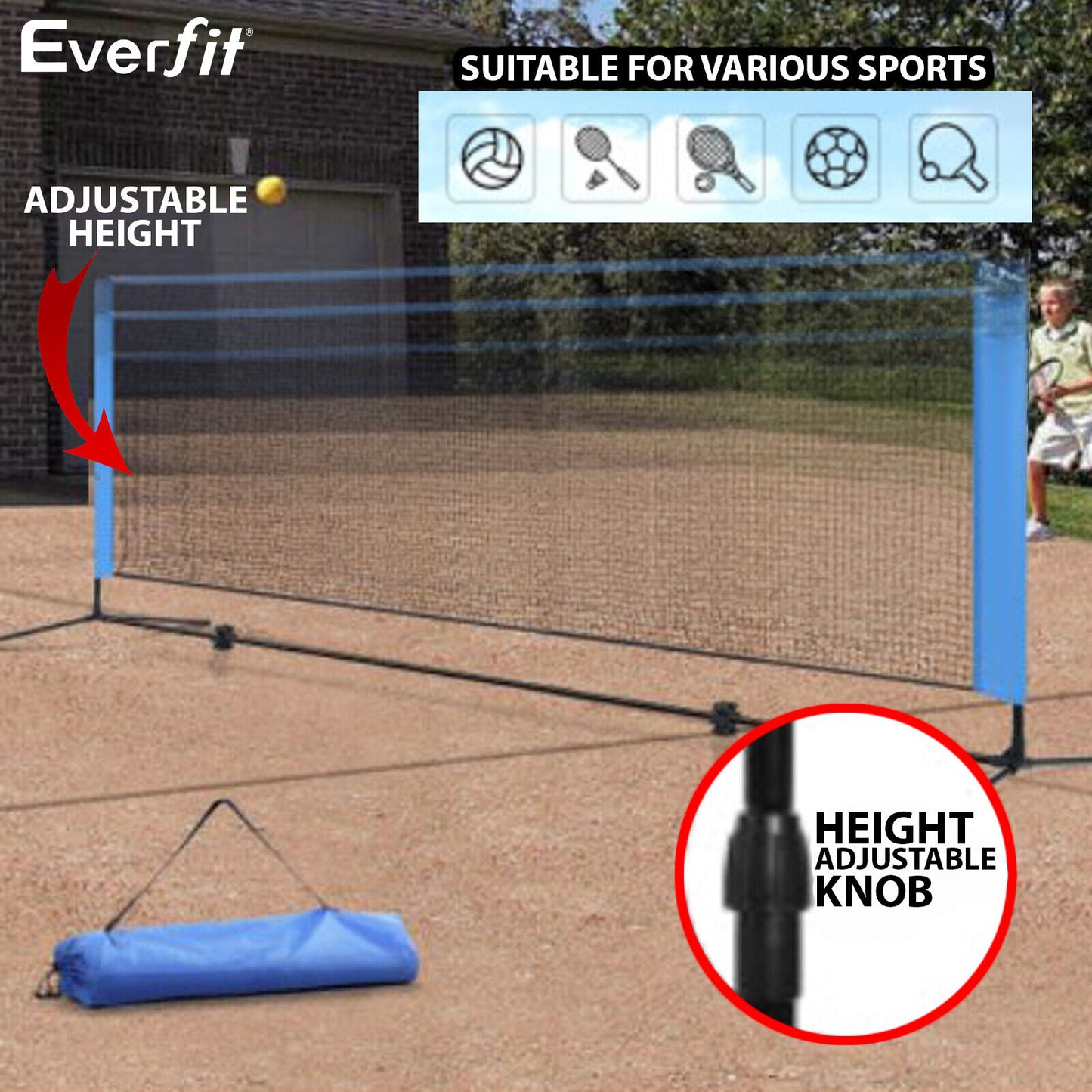 Professional Volleyball Badminton Net Set Heavy Duty Portable with Bag Outdoor