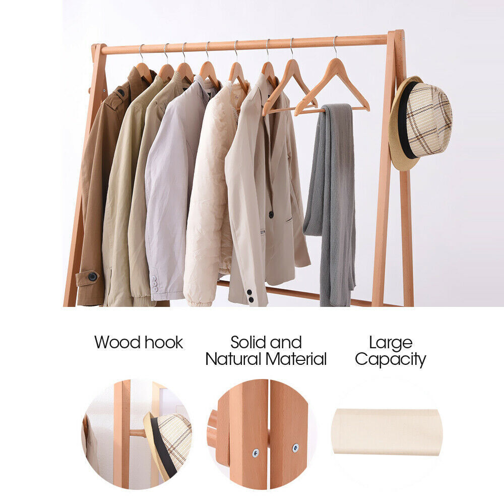 Levede Clothes Rack Wooden Wardrobe Garment Coat Hanging Rail Shoe Storage 120cm