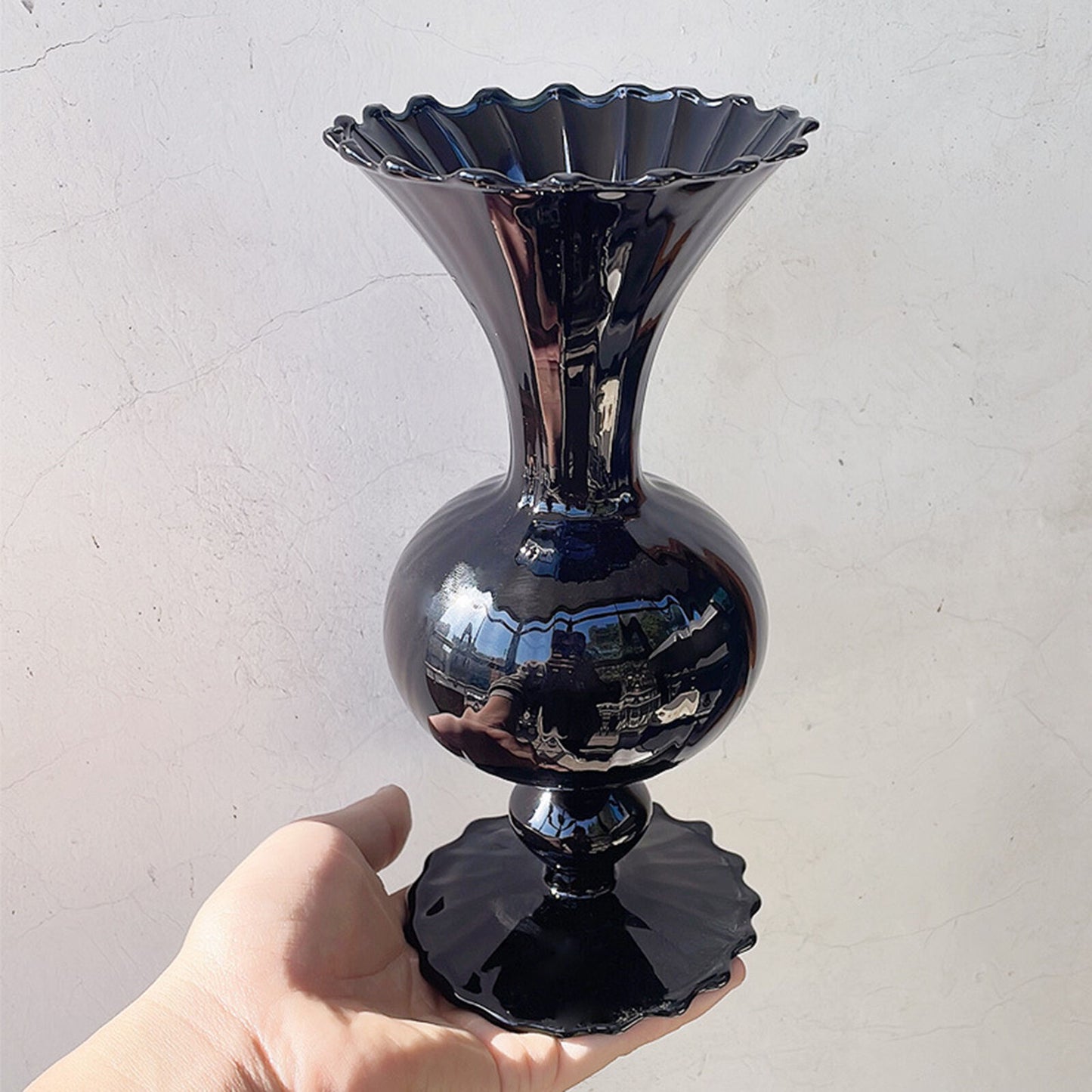 Retro Glass Vase Black Thickened Aesthetic Art Glass Bubble Vase Flower Vase