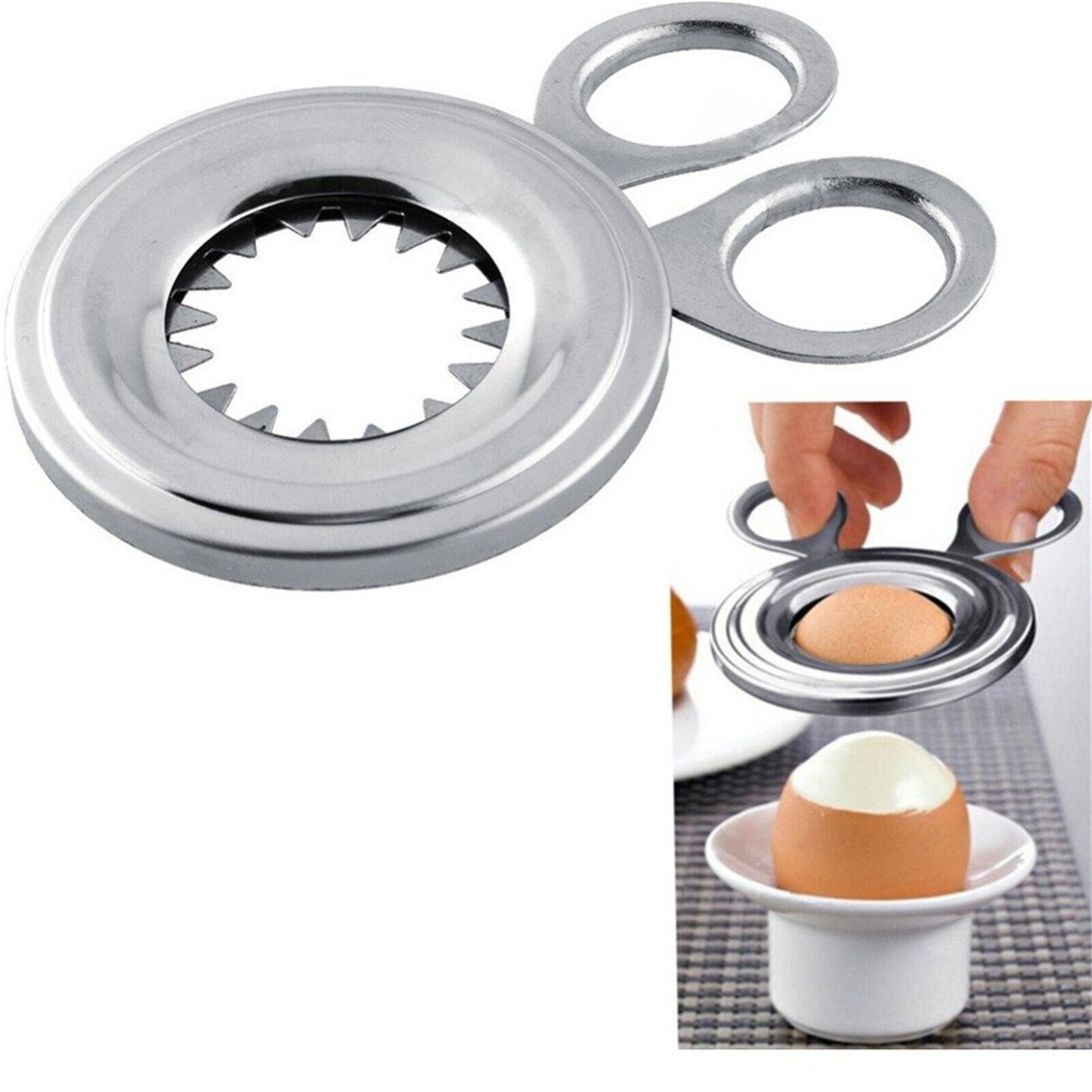 Silver Cooked Eggs Topper Boiled Stainless Steel Cutter Egg Shell Scissorsr Tool