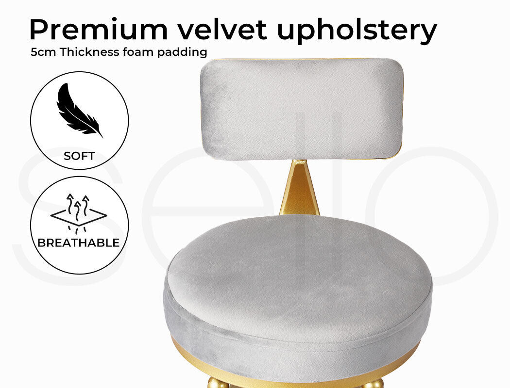 Levede 1x Bar Stools Kitchen Stool Chair Swivel Barstools Velvet Padded Seat