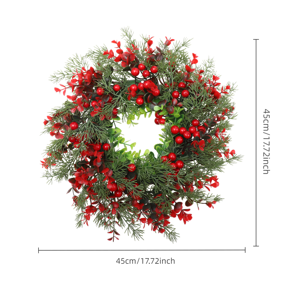 Christmas Wreath Simulation Decor Berry Wreath Window Door Hanging Xmas Tree AU