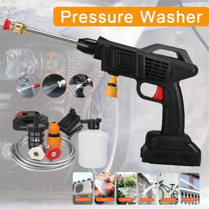 2500W Cordless Electric High Pressure Water Spray Gun Car Washer Cleaner Battery