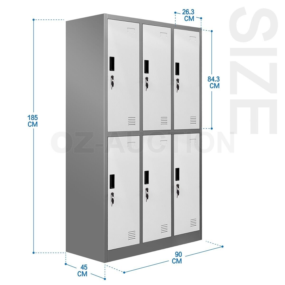 6 Doors Locker Cabinet Steel Storage Cabinet Cupboard Home Office Metal Cabinet