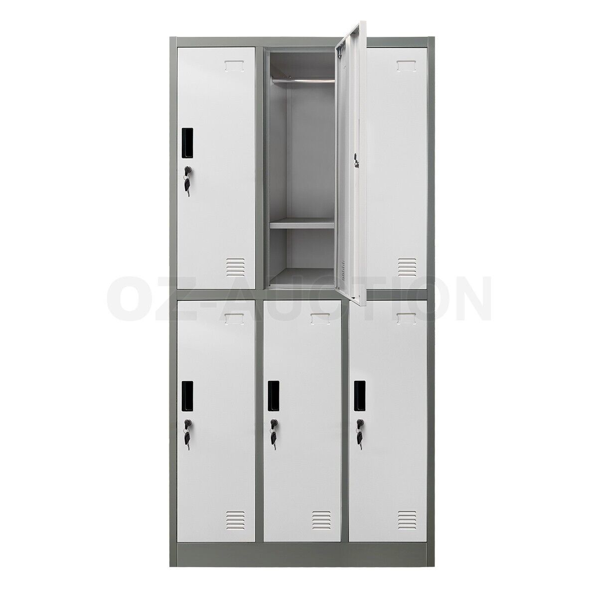 6 Doors Locker Cabinet Steel Storage Cabinet Cupboard Home Office Metal Cabinet