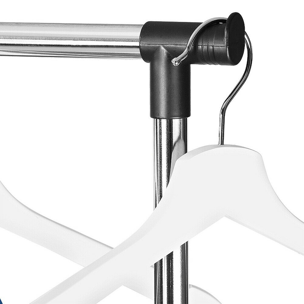 Clothes Rack Adjustable Garment Rail Rolling Coathanger Stand Dryer With Wheel