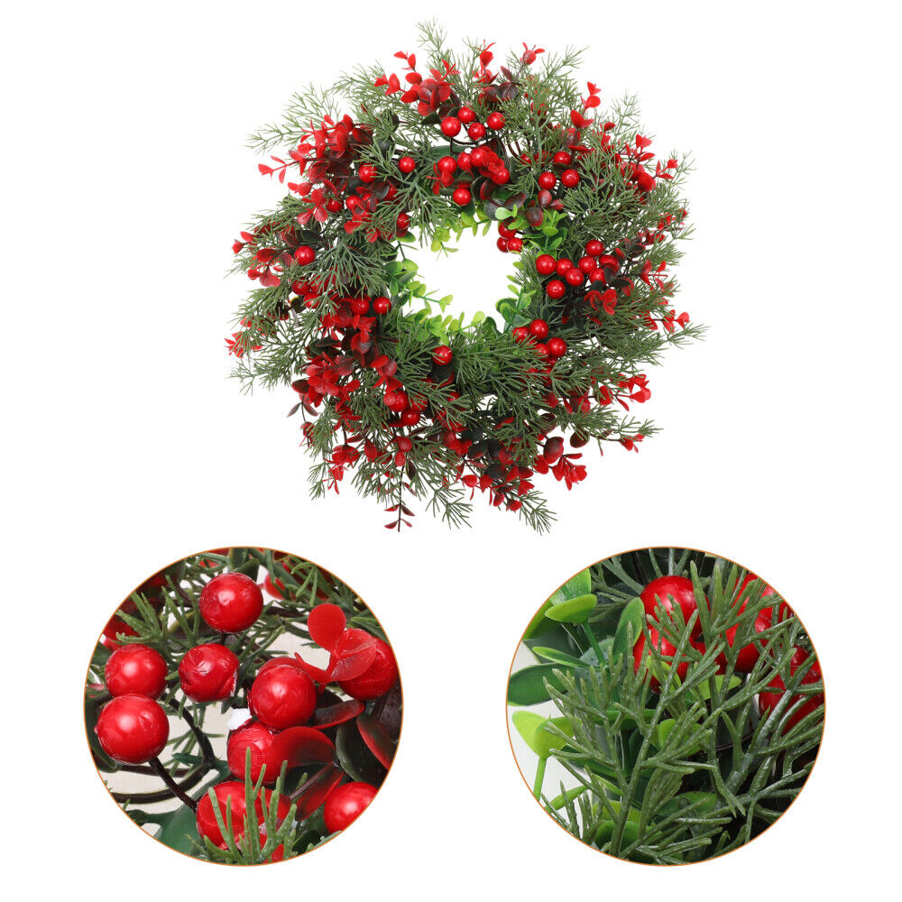 Christmas Wreath Simulation Decor Berry Wreath Window Door Hanging Xmas Tree AU