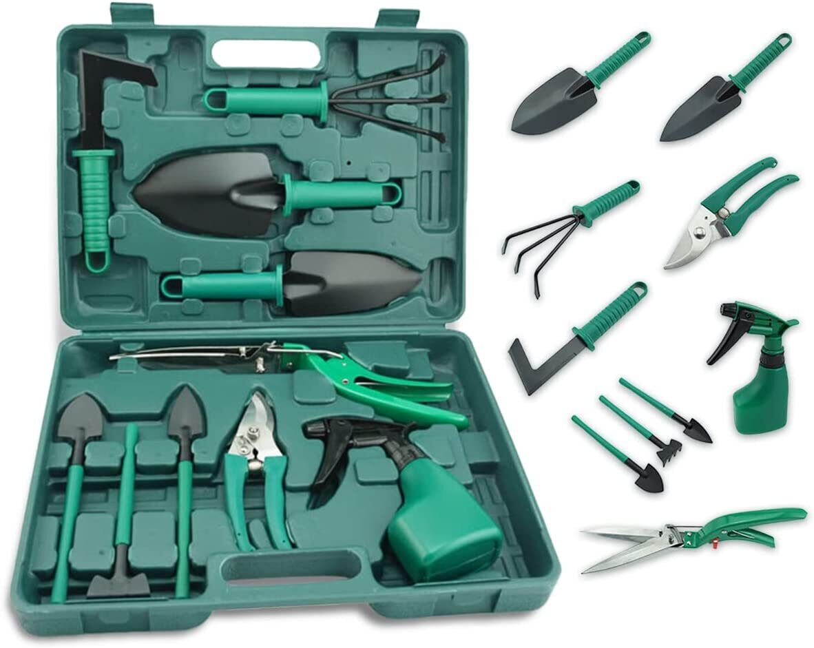 10PCS Gardening Tools Set Gardening Hand Tools with Carrying Case Tool Kits