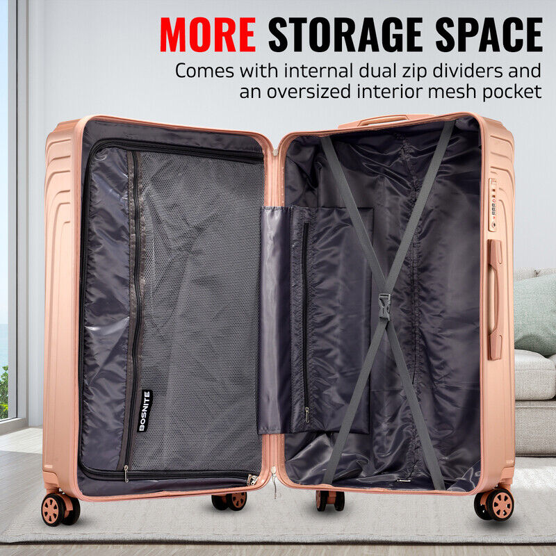 3pcs Travel Luggage Set Lightweight Trolley Suitcase Lock Carry On Bag Hard Case