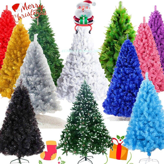 5FT 1.5M Christmas Tree Multicolour Fluffy Tips Metal Stand Easy Assembly Xmas