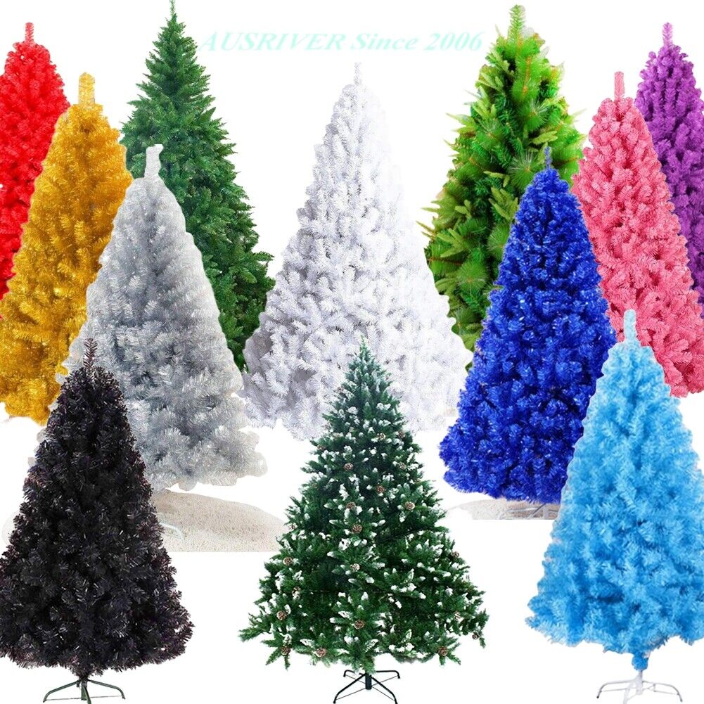 5FT 1.5M Christmas Tree Multicolour Fluffy Tips Metal Stand Easy Assembly Xmas