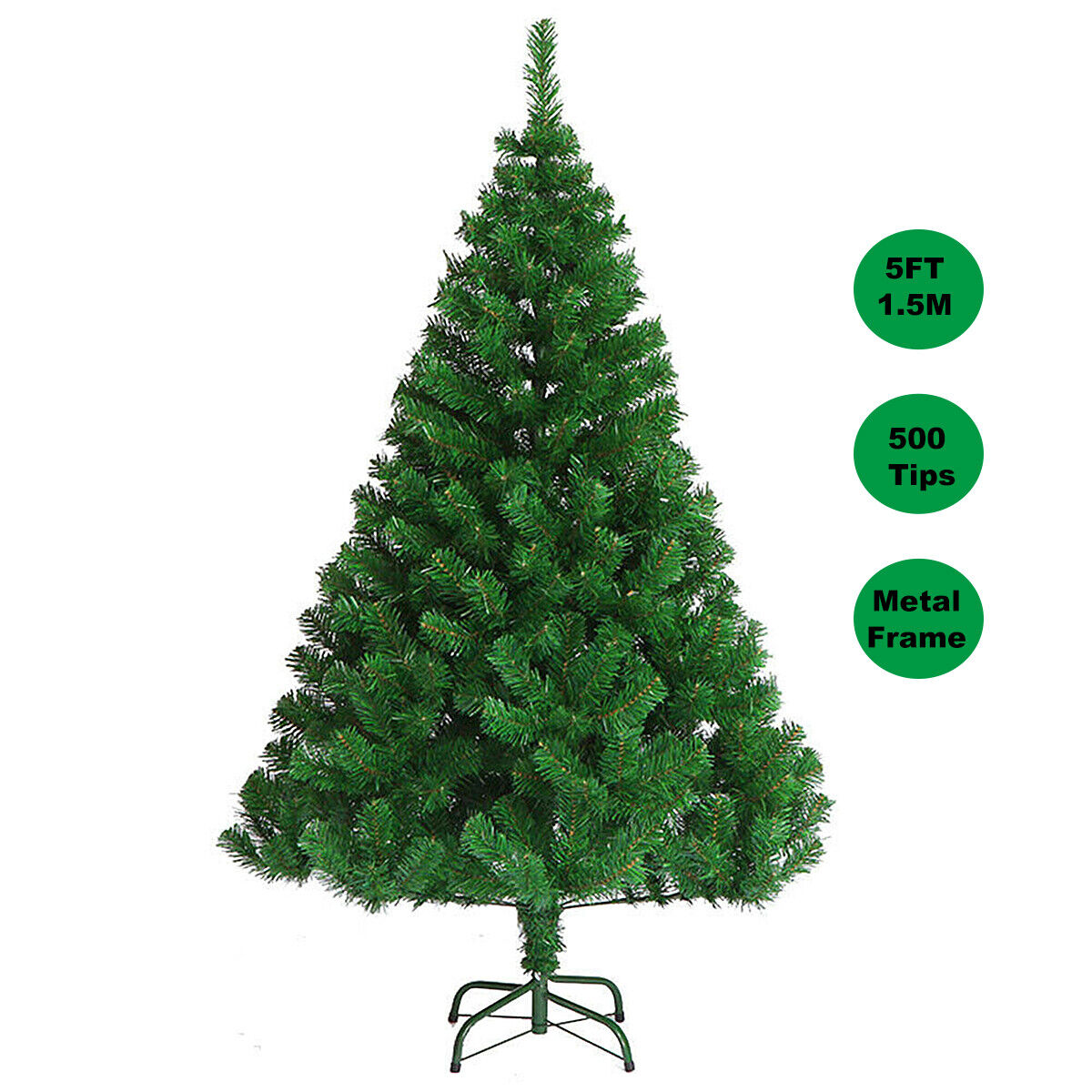 5FT 1.5M Christmas Tree Multicolour Fluffy Tips Metal Stand Easy Assembly Xmas