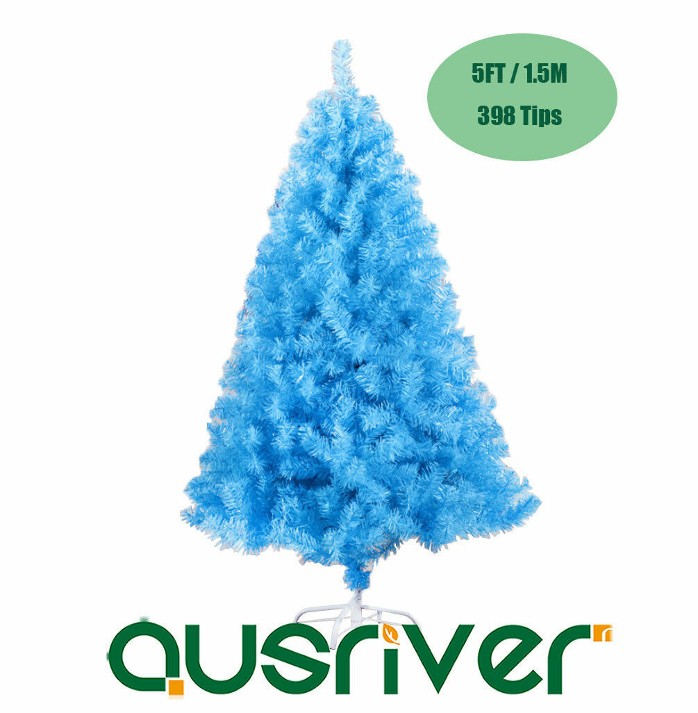 5FT 1.5M Christmas Tree Multicolour Fluffy Tips Metal Stand Easy Assembly Xmas