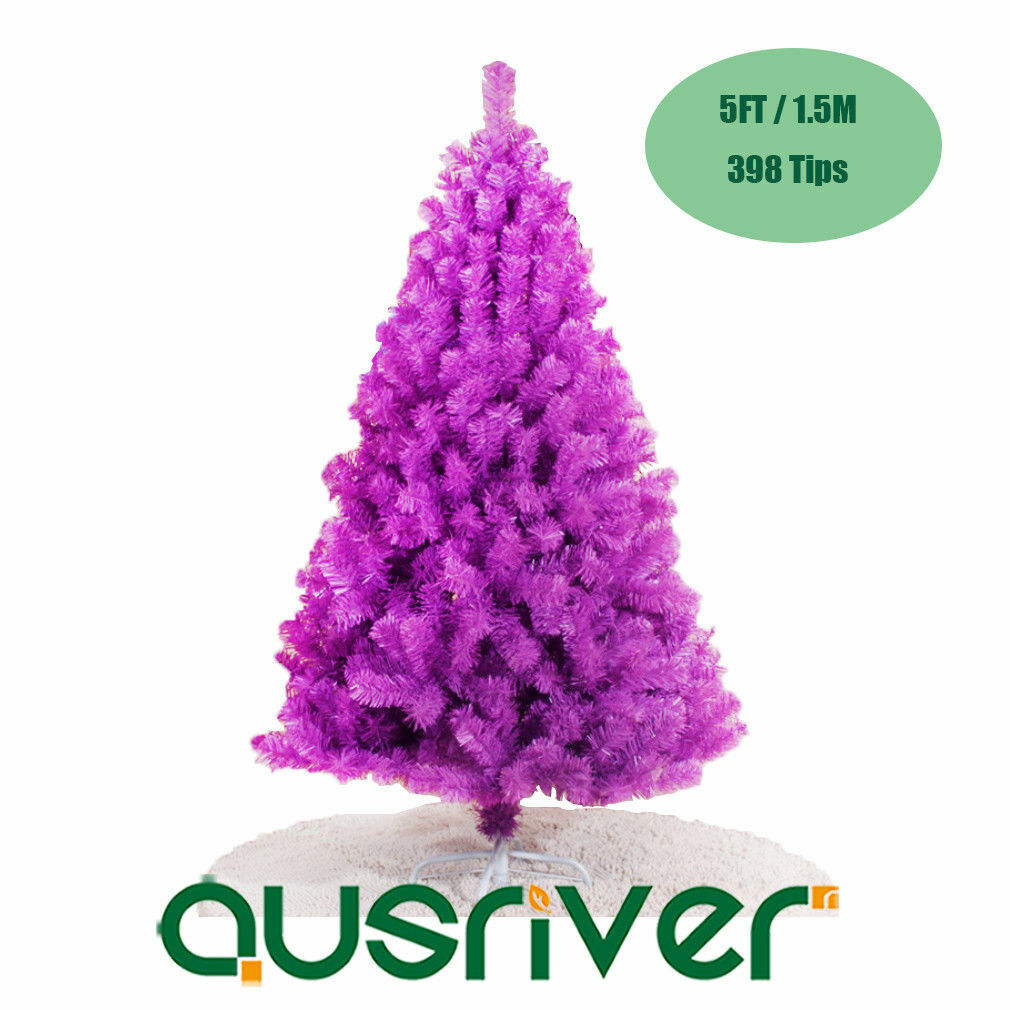 5FT 1.5M Christmas Tree Multicolour Fluffy Tips Metal Stand Easy Assembly Xmas